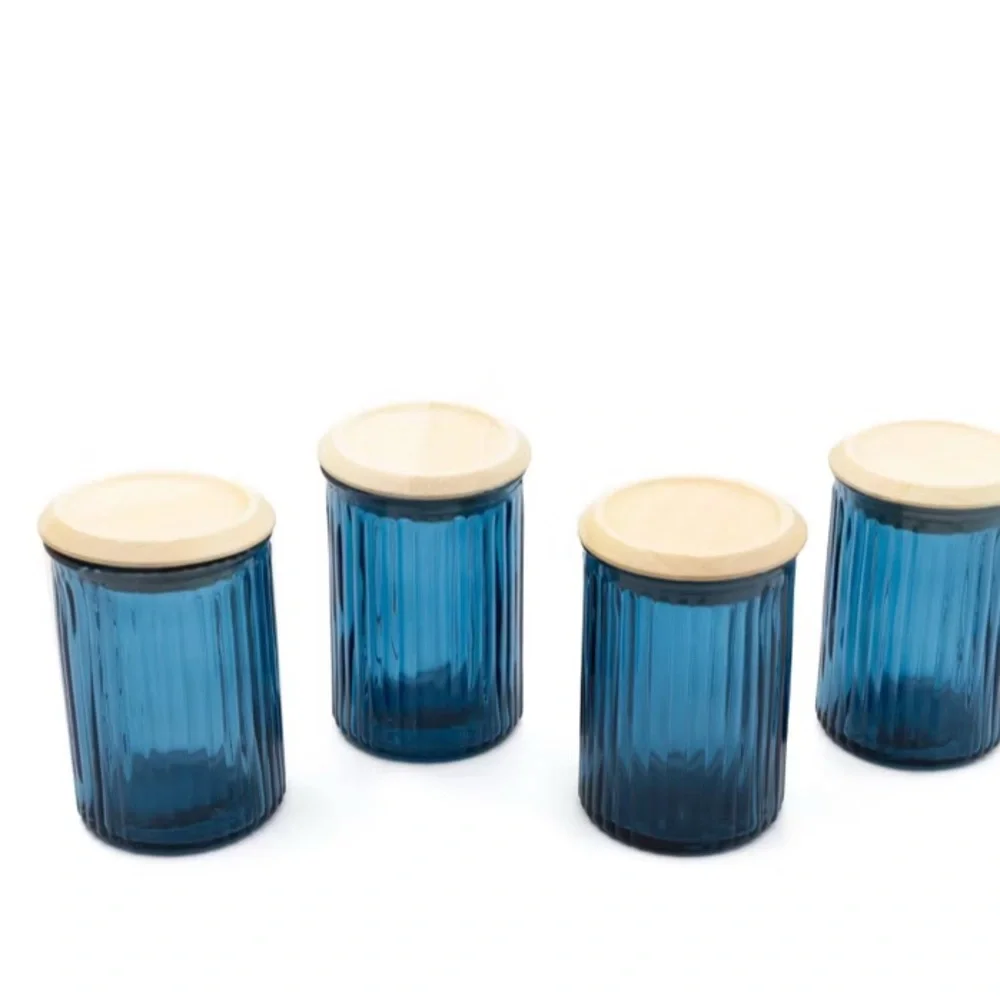 4Pk Blue Glass Storage Container Jars Bullseye’s Playground TARGET NEW - Picture 1 of 5